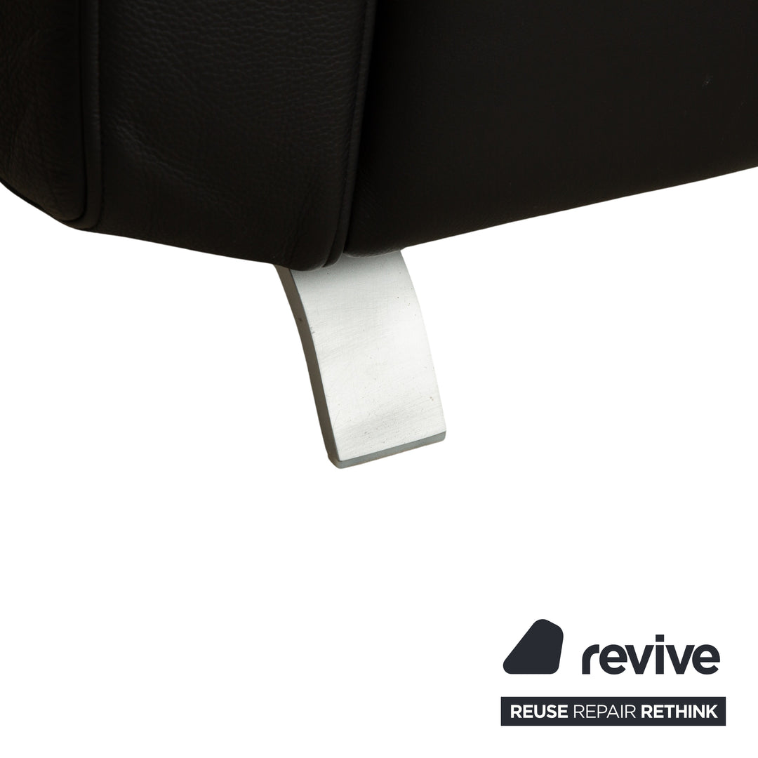 Rolf Benz 6000 Leather 1x Two-seater 1x Three-seater Black Sofa Couch