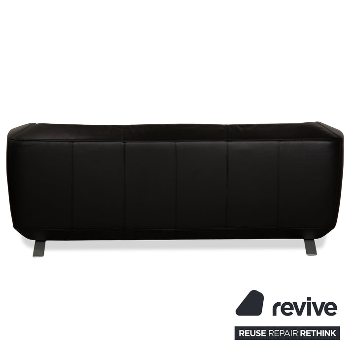 Rolf Benz 6000 Leather 1x Two-seater 1x Three-seater Black Sofa Couch