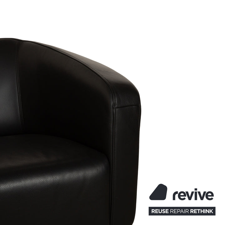 Rolf Benz 6000 Leather 1x Two-seater 1x Three-seater Black Sofa Couch