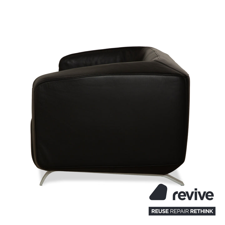 Rolf Benz 6000 Leather 1x Two-seater 1x Three-seater Black Sofa Couch