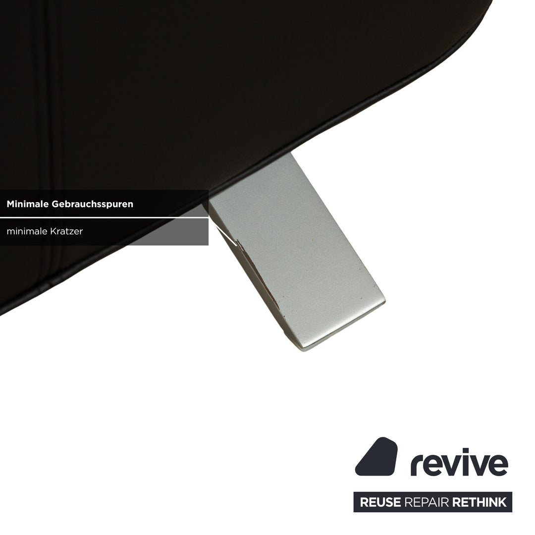 Rolf Benz 6000 Leather 1x Two-seater 1x Three-seater Black Sofa Couch