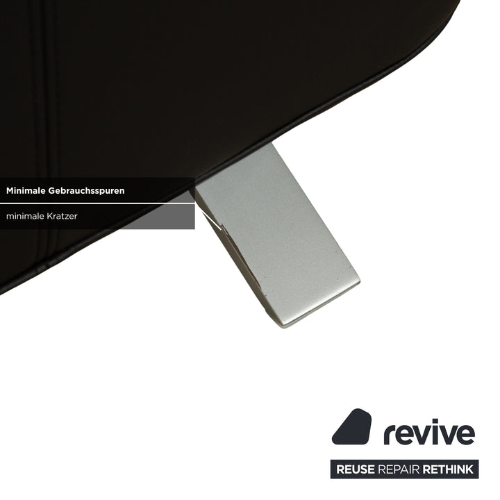 Rolf Benz 6000 Leather 1x Two-seater 1x Three-seater Black Sofa Couch