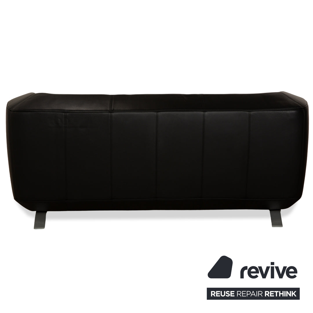 Rolf Benz 6000 Leather 1x Two-seater 1x Three-seater Black Sofa Couch