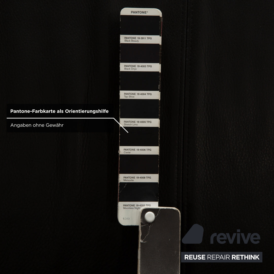 Rolf Benz 6000 Leather 1x Two-seater 1x Three-seater Black Sofa Couch