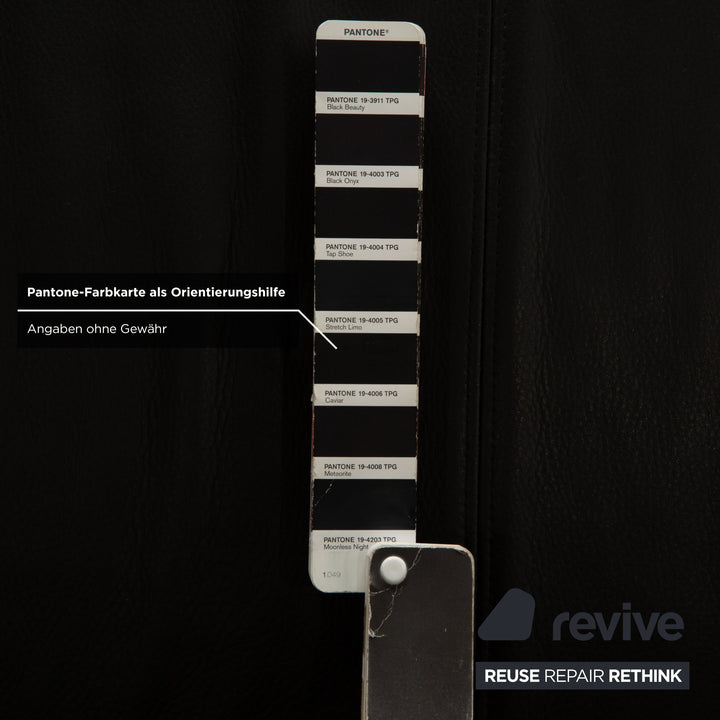 Rolf Benz 6000 Leather Three-Seater Black Sofa Couch