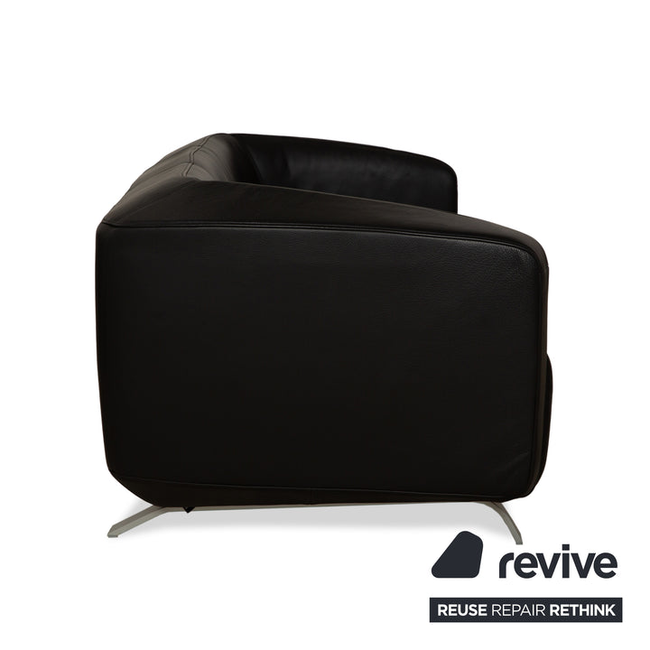 Rolf Benz 6000 Leather Three-Seater Black Sofa Couch