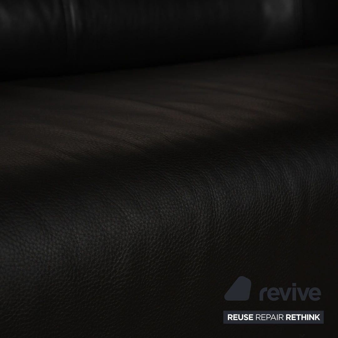 Rolf Benz 6000 Leder Dreisitzer Schwarz Sofa Couch