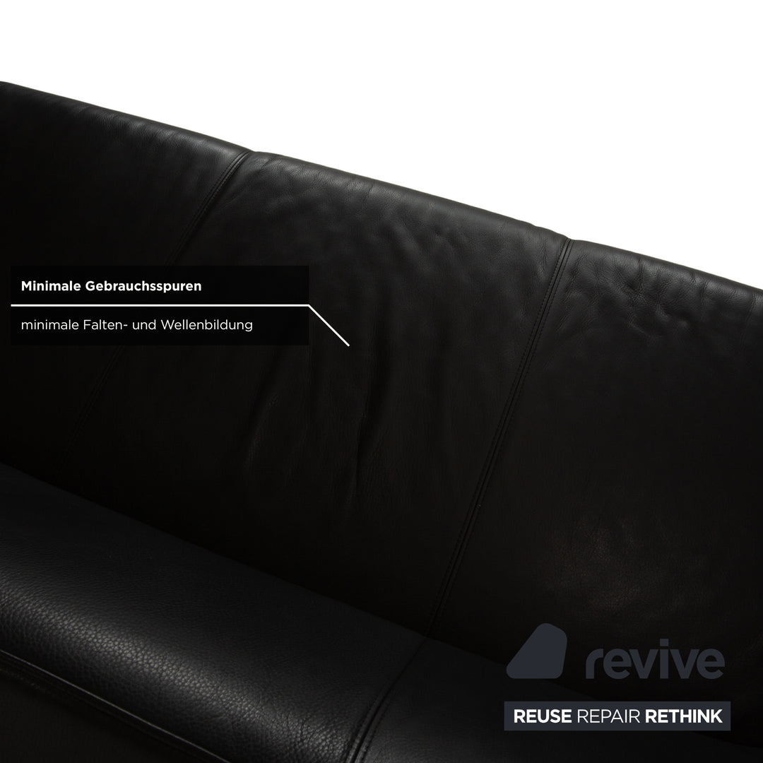 Rolf Benz 6000 Leder Zweisitzer Schwarz Sofa Couch