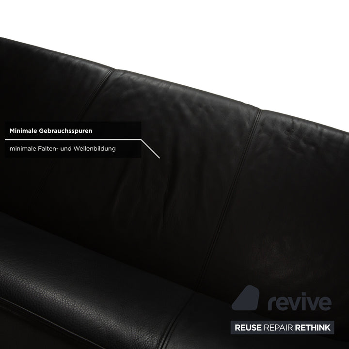 Rolf Benz 6000 Leder Zweisitzer Schwarz Sofa Couch
