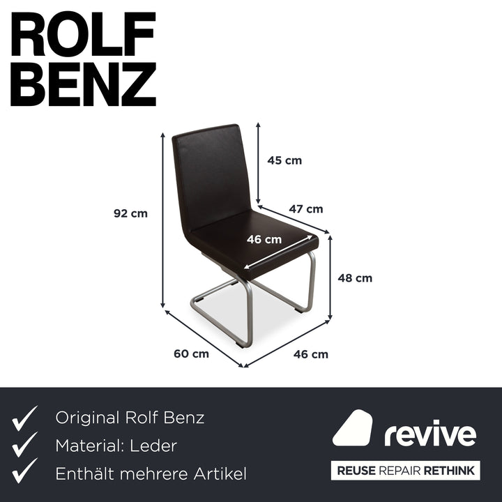 Rolf Benz 620 Leather 2x Chair Black Dining Room