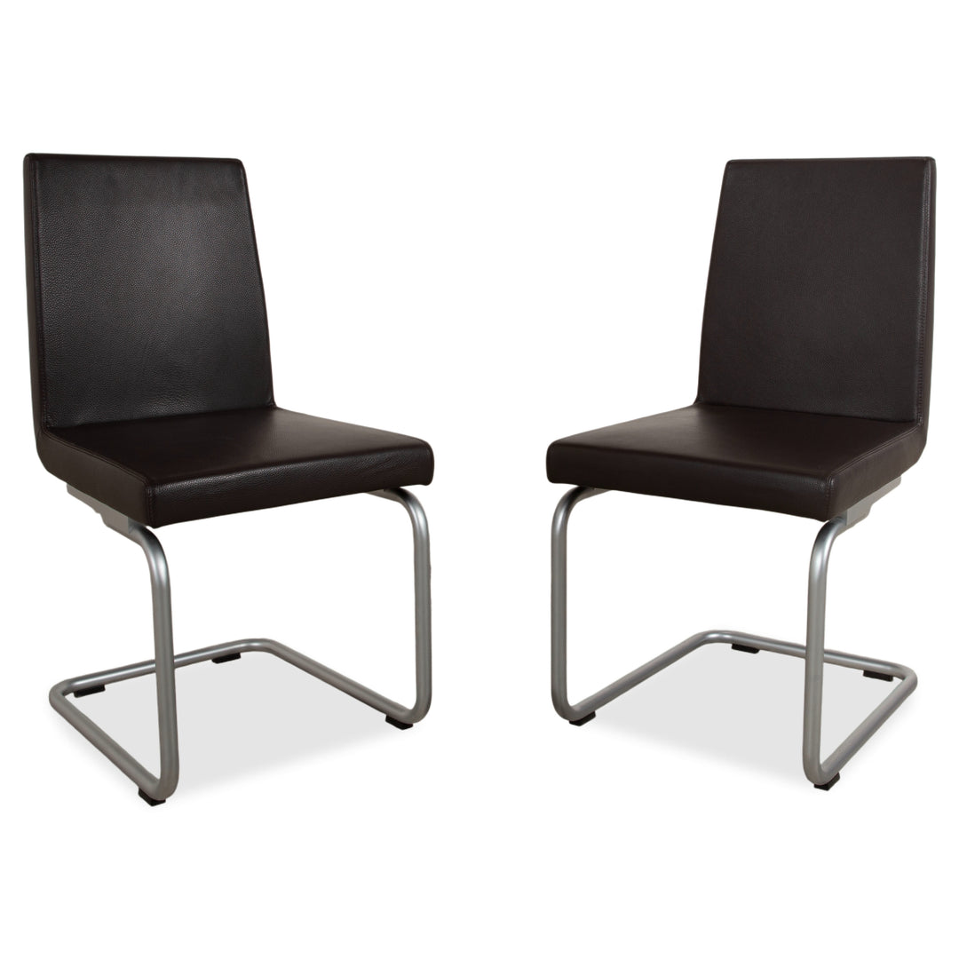 Rolf Benz 620 Leather 2x Chair Black Dining Room
