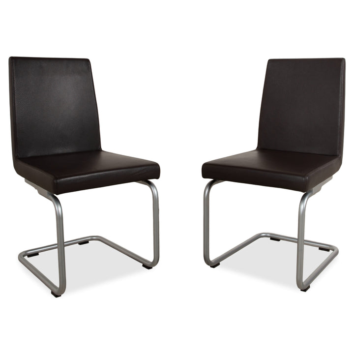 Rolf Benz 620 Leather 2x Chair Black Dining Room