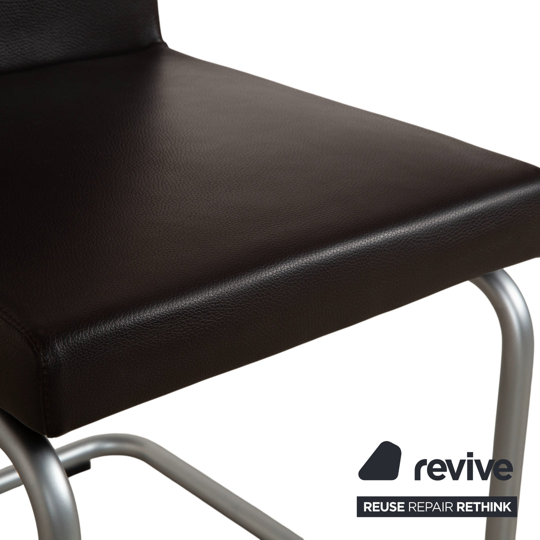 Rolf Benz 620 Leather 2x Chair Black Dining Room