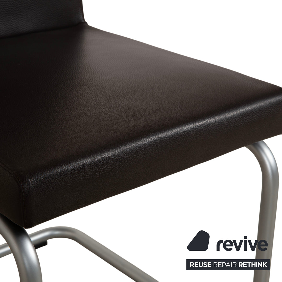 Rolf Benz 620 Cuir Chaise Noire Salle à manger