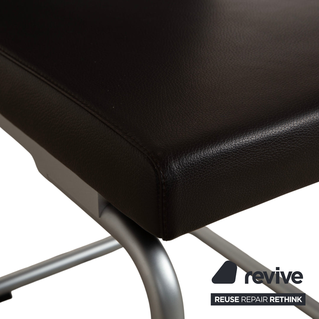 Rolf Benz 620 Cuir Chaise Noire Salle à manger