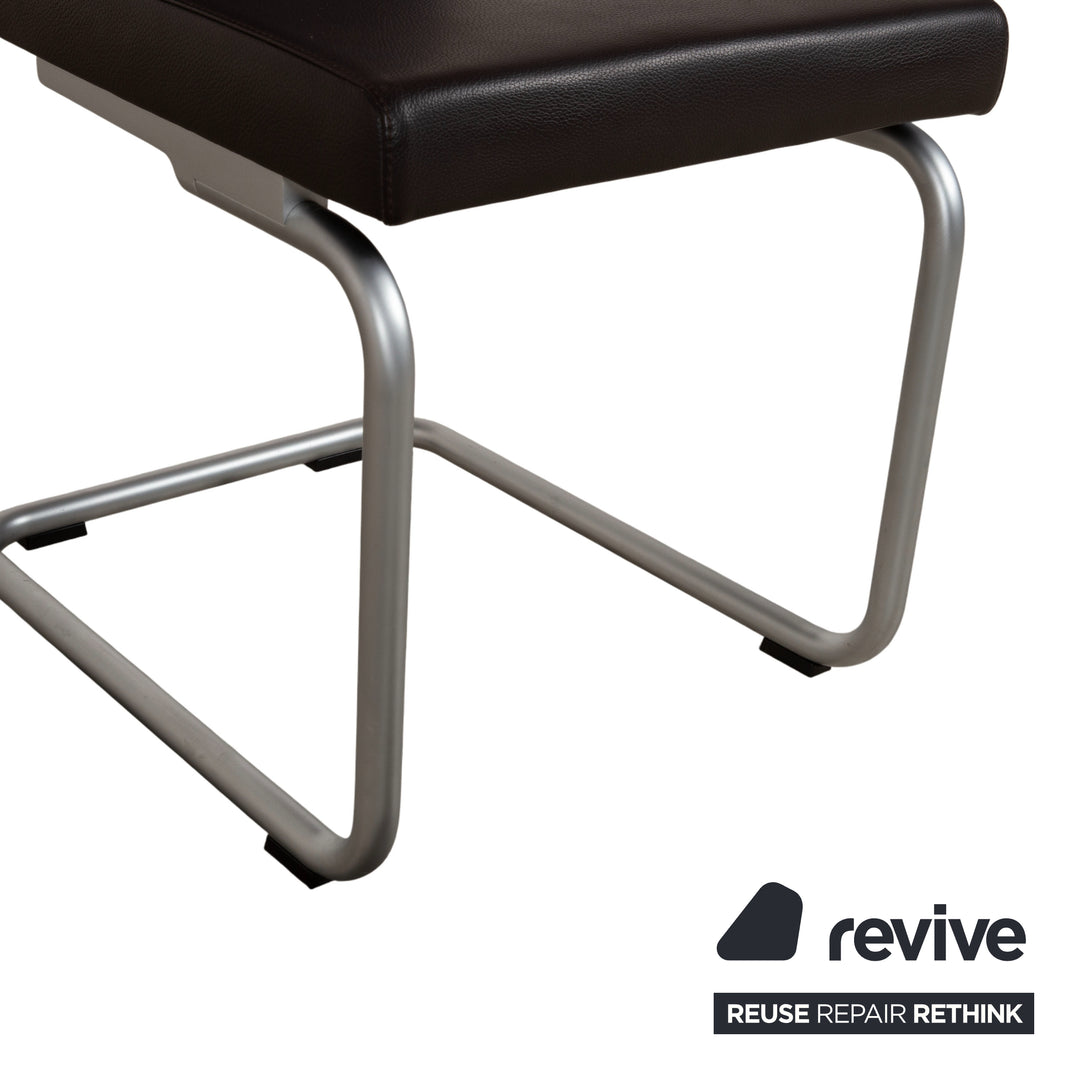 Rolf Benz 620 Cuir Chaise Noire Salle à manger