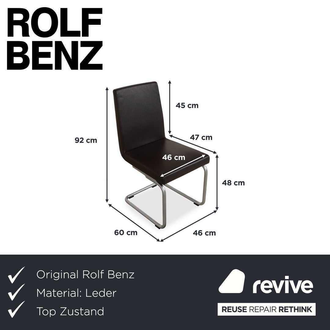 Rolf Benz 620 Cuir Chaise Noire Salle à manger