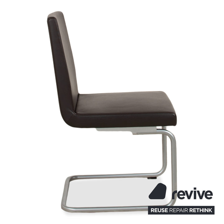 Rolf Benz 620 Cuir Chaise Noire Salle à manger