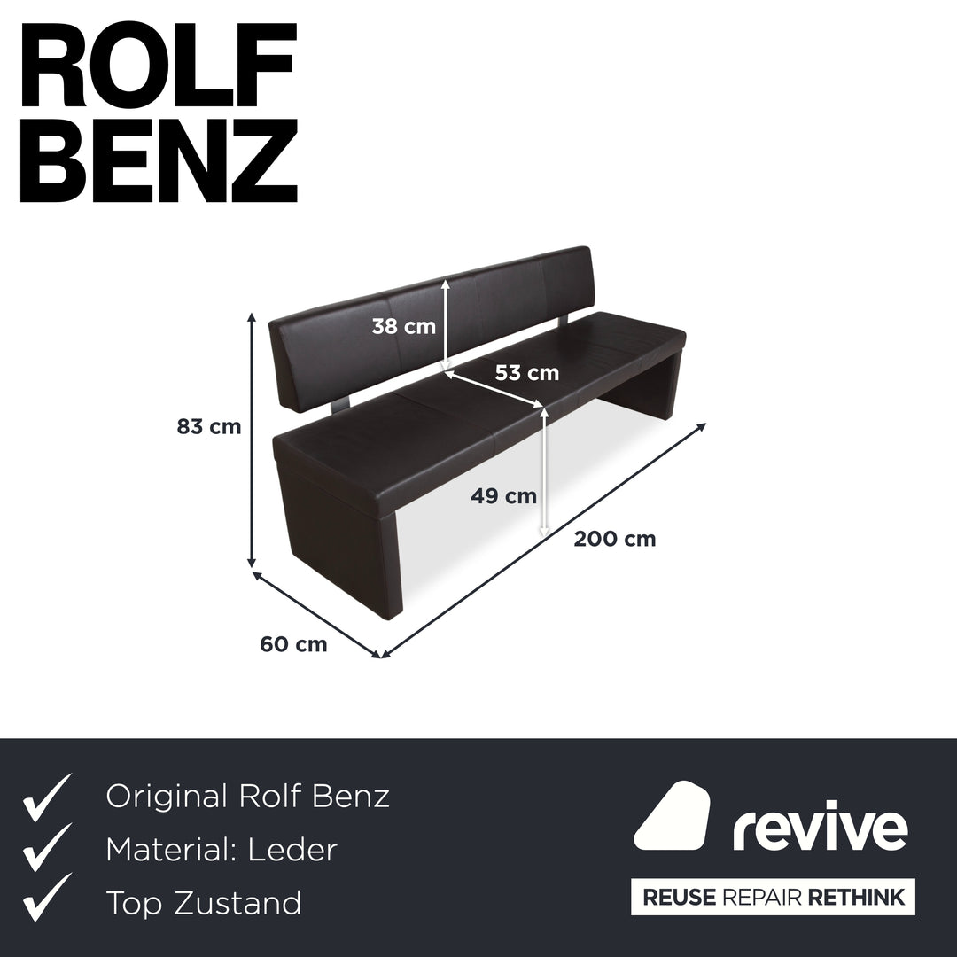 Rolf Benz 620 Bench Brown Leather Four-Seater Dining Room Sofa