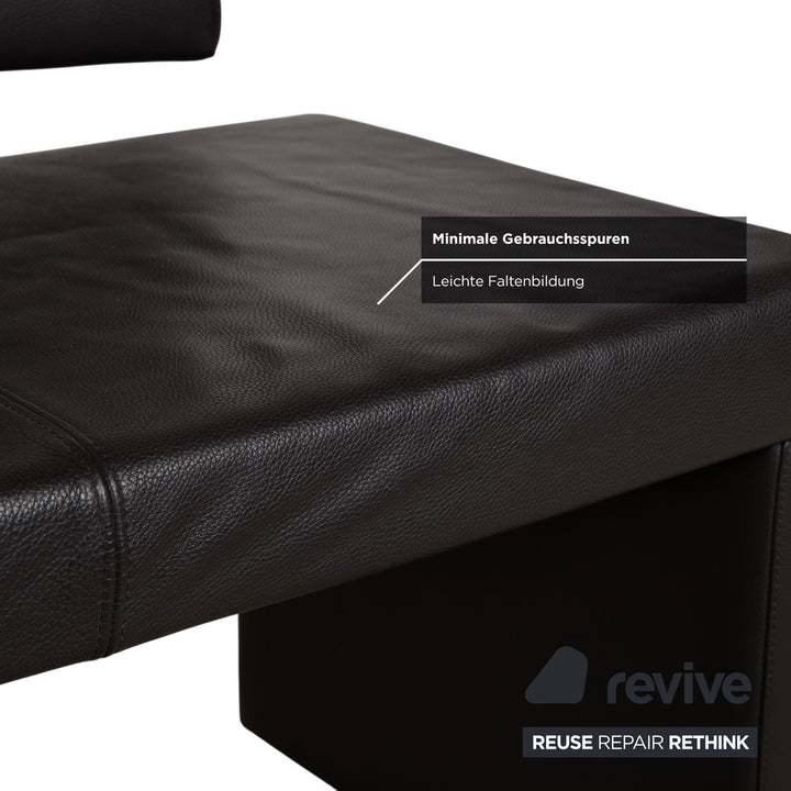 Rolf Benz 620 Bench Brown Leather Four-Seater Dining Room Sofa