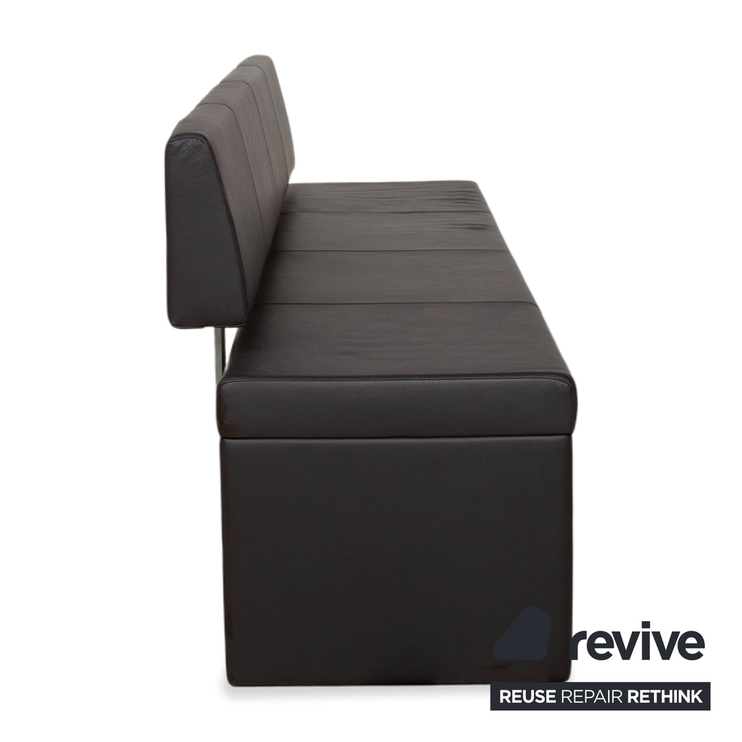 Rolf Benz 620 Bench Brown Leather Four-Seater Dining Room Sofa