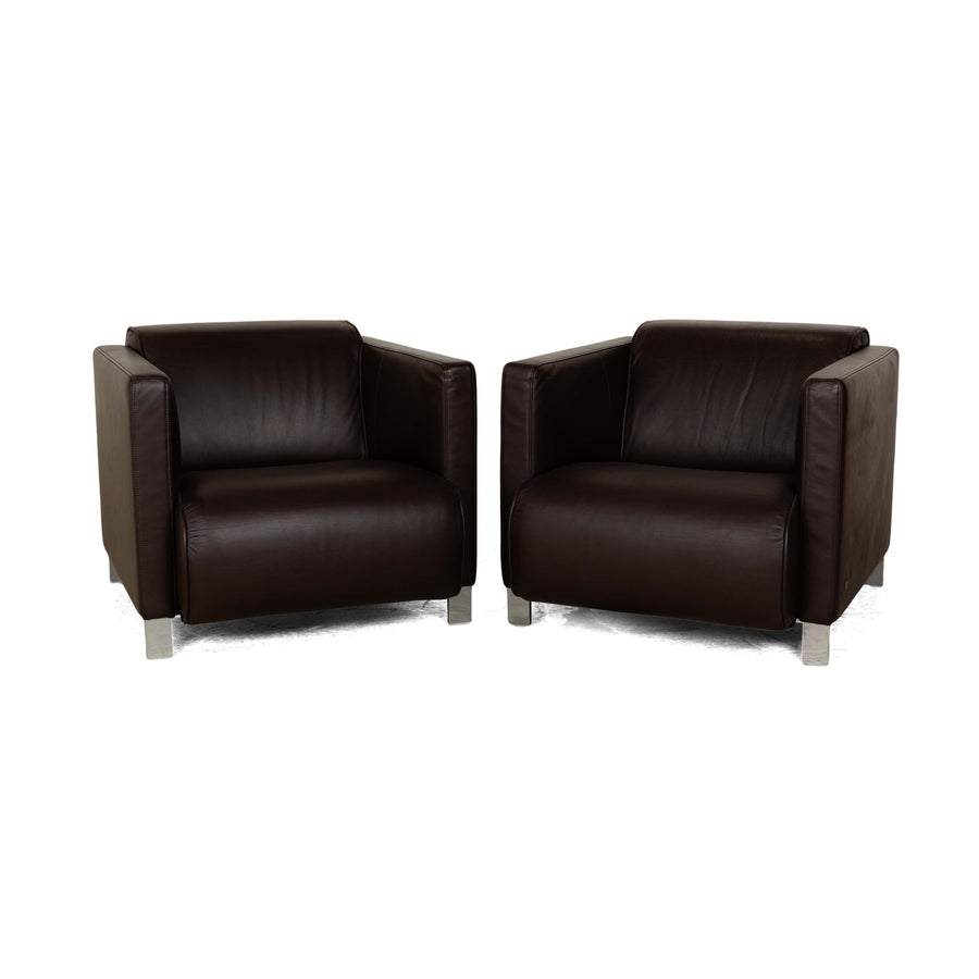 Rolf Benz 6300 2x Leather Armchairs Brown