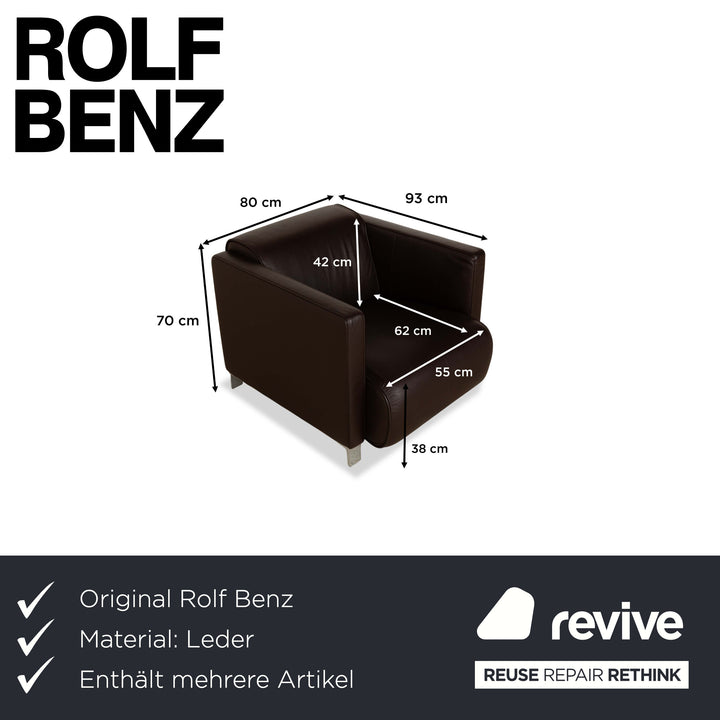 Rolf Benz 6300 2x Leather Armchairs Brown