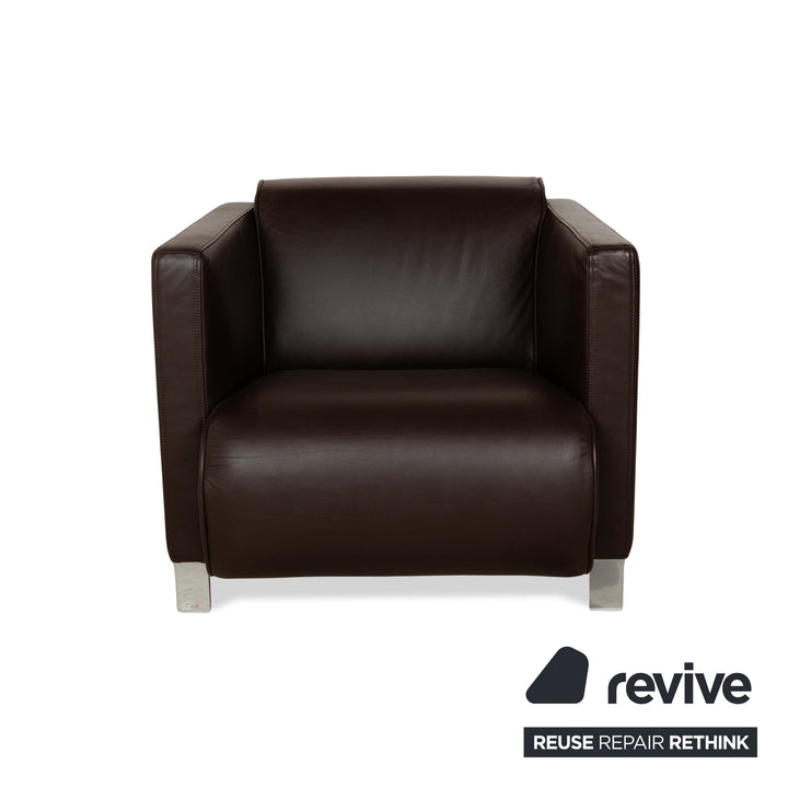 Rolf Benz 6300 2x Leather Armchairs Brown