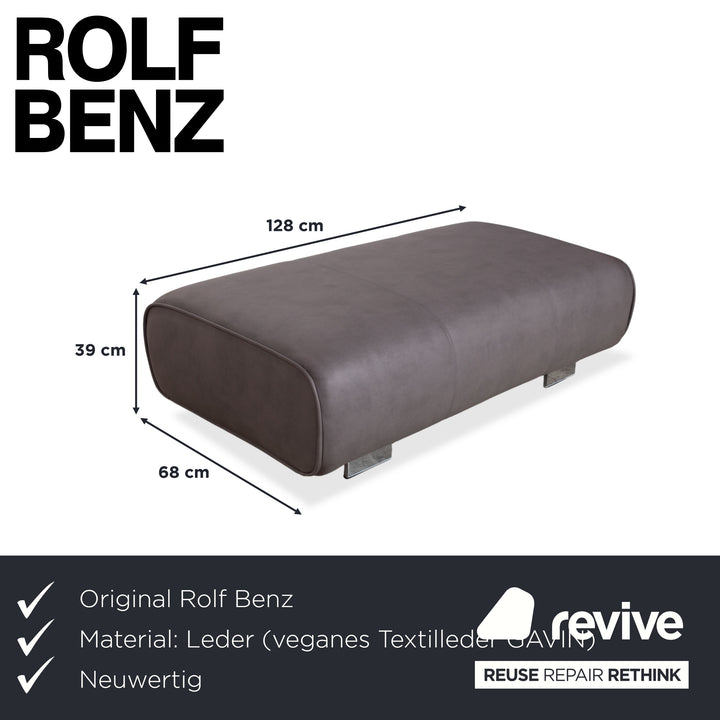 Rolf Benz 6300 Leather Ottoman Brown Taupe Vegan Reupholstery (GAVIN 115)