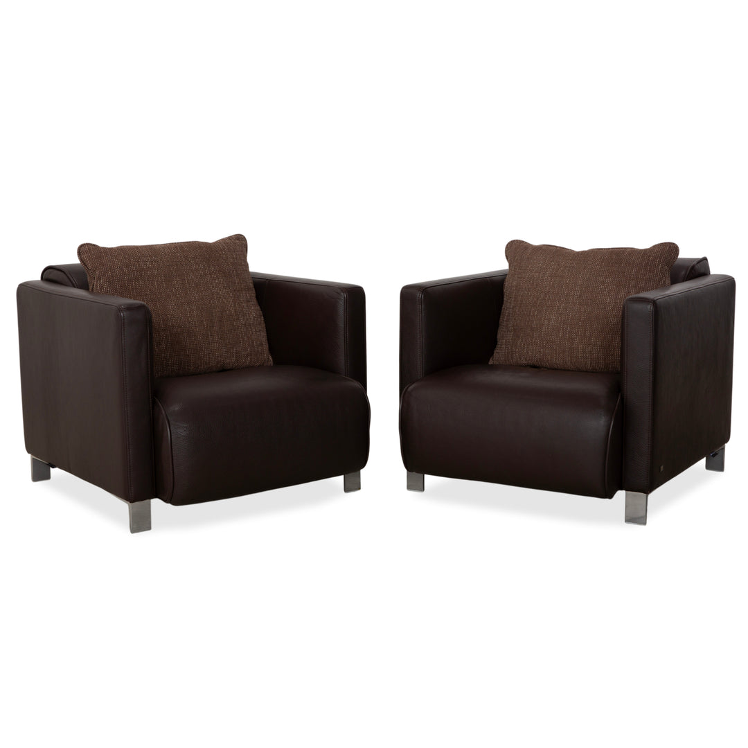 Rolf Benz 6300 Leder 2x Sessel Braun Espresso