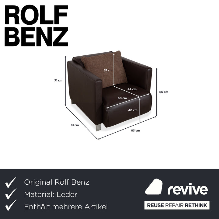 Fauteuil Rolf Benz 6300 en cuir marron expresso (2 places)