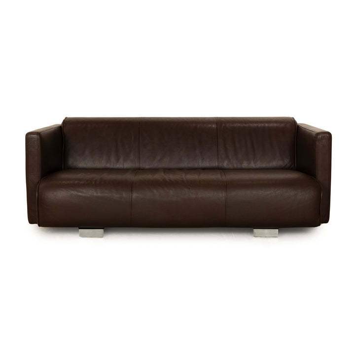 Rolf Benz 6300 Leather Three Seater Dark Brown Brown Sofa Couch