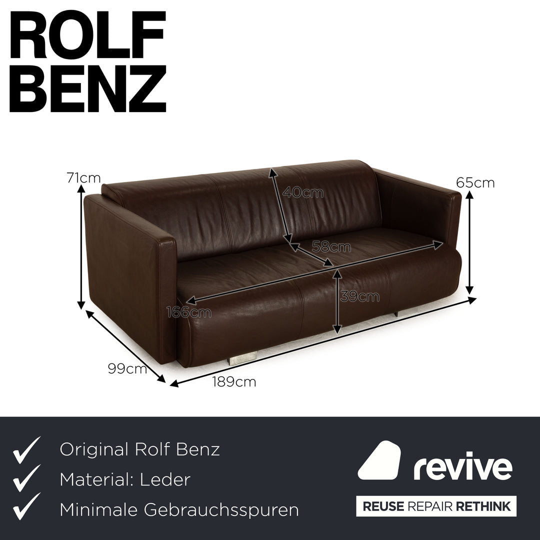 Rolf Benz 6300 Leder Dreisitzer Dunkelbraun Braun Sofa Couch