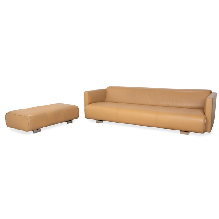 Rolf Benz 6300 Leder Dreisitzer Hocker Braun Beige Sand Camel Sofa Couch