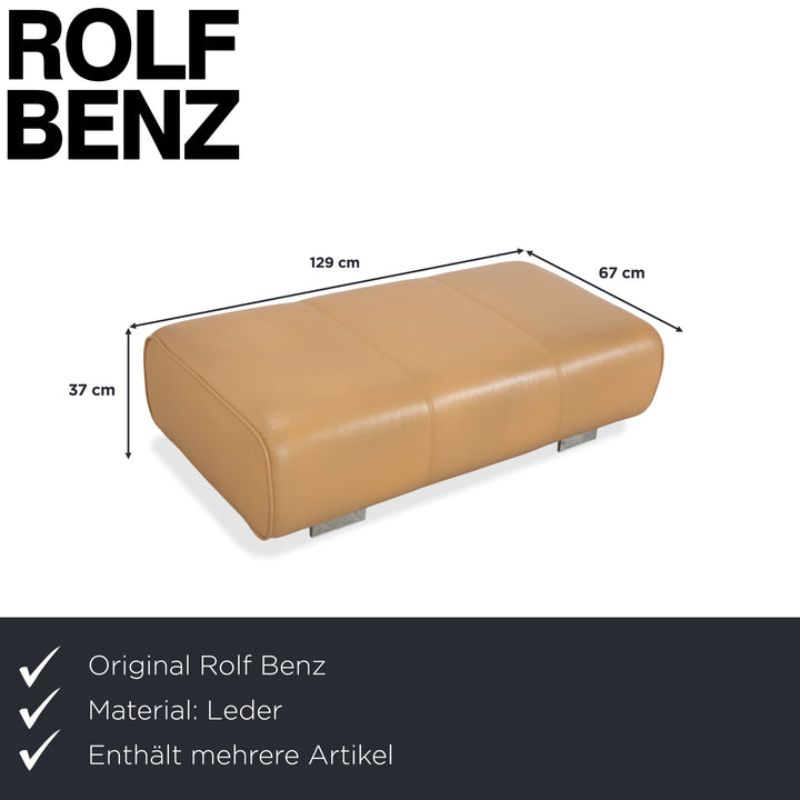 Canapé ottoman trois places en cuir Rolf Benz 6300, coloris marron, beige, sable et camel.
