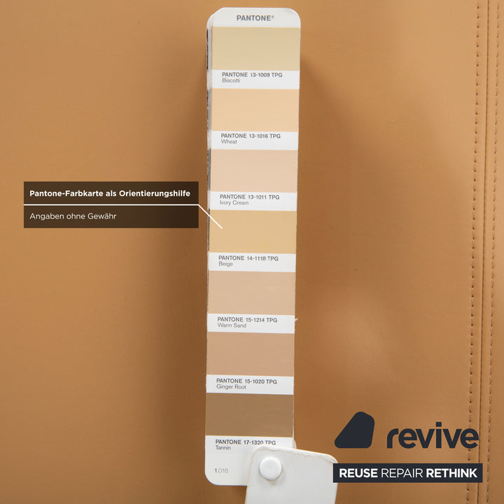 Canapé ottoman trois places en cuir Rolf Benz 6300, coloris marron, beige, sable et camel.