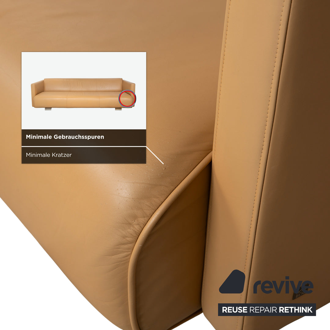 Rolf Benz 6300 Leder Dreisitzer Hocker Braun Beige Sand Camel Sofa Couch