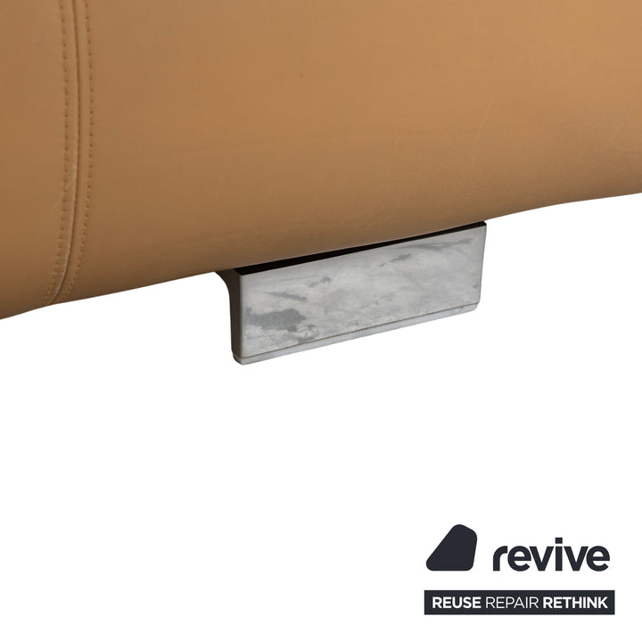 Tabouret en cuir Rolf Benz 6300, marron, beige, sable, camel