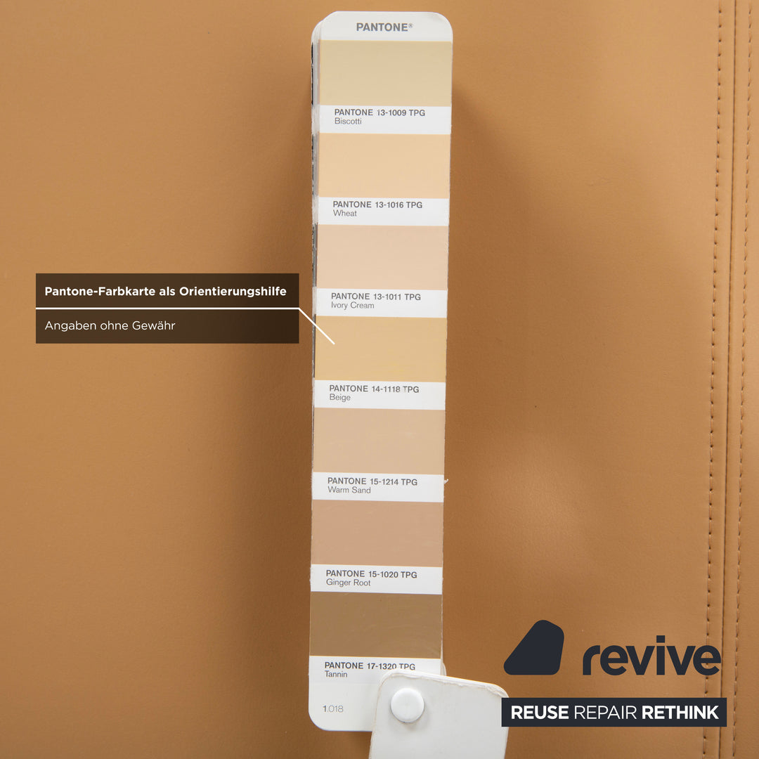 Tabouret en cuir Rolf Benz 6300, marron, beige, sable, camel