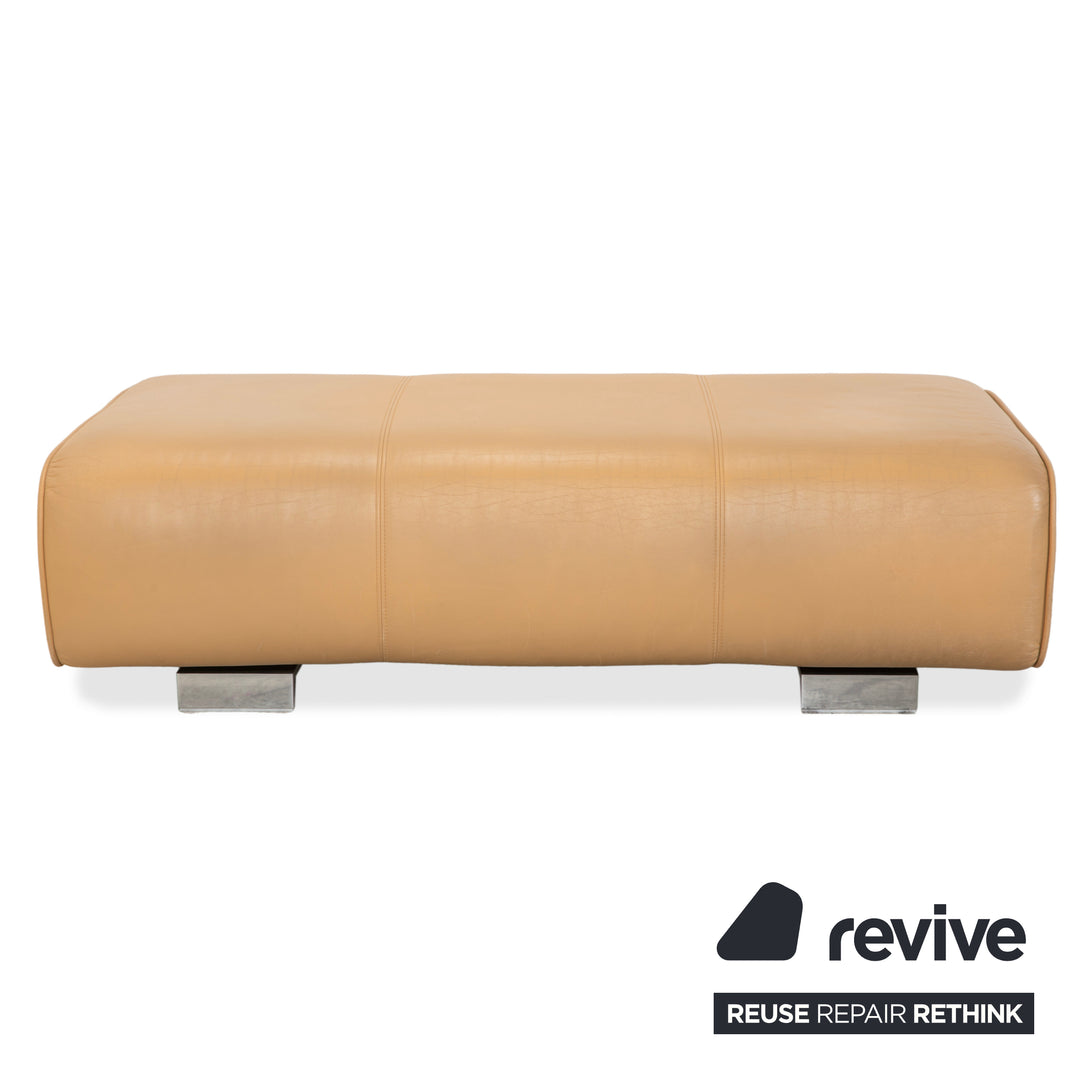 Tabouret en cuir Rolf Benz 6300, marron, beige, sable, camel