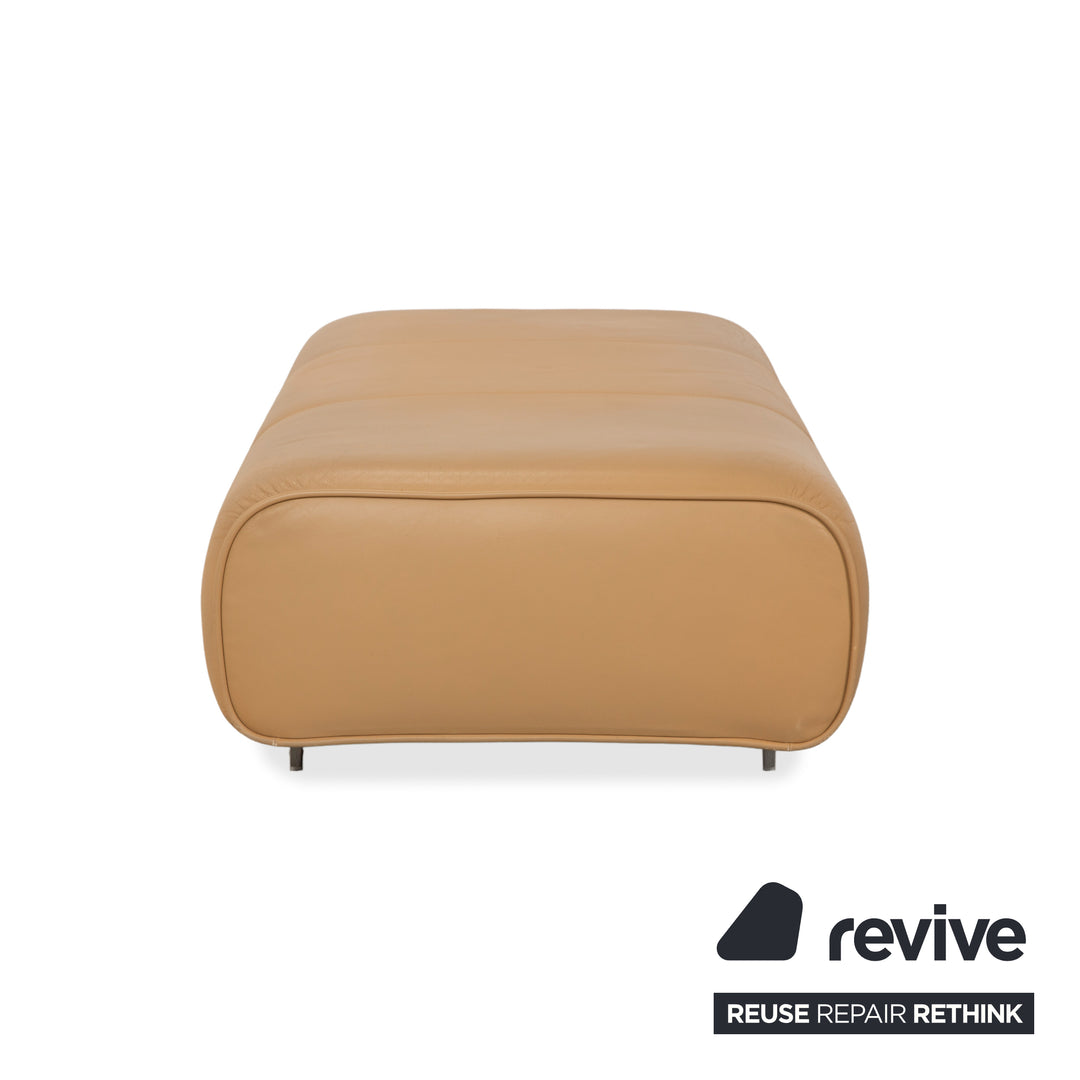 Tabouret en cuir Rolf Benz 6300, marron, beige, sable, camel