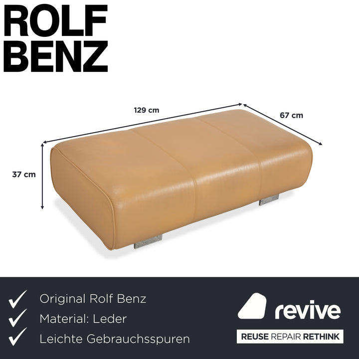 Tabouret en cuir Rolf Benz 6300, marron, beige, sable, camel