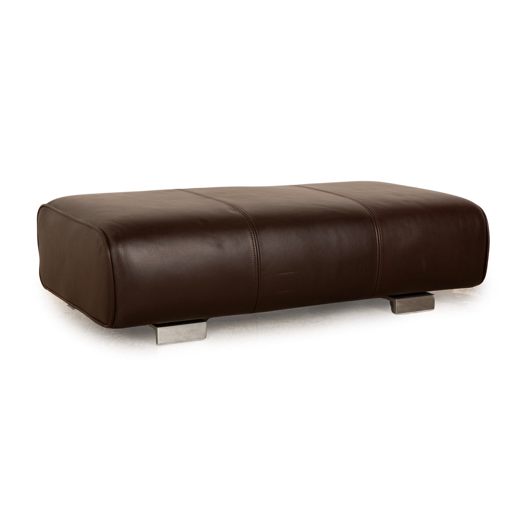 Rolf Benz 6300 Leather Stool Dark Brown Brown
