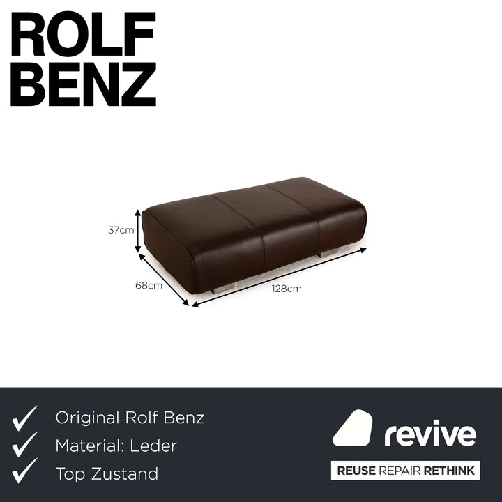 Rolf Benz 6300 Leather Stool Dark Brown Brown
