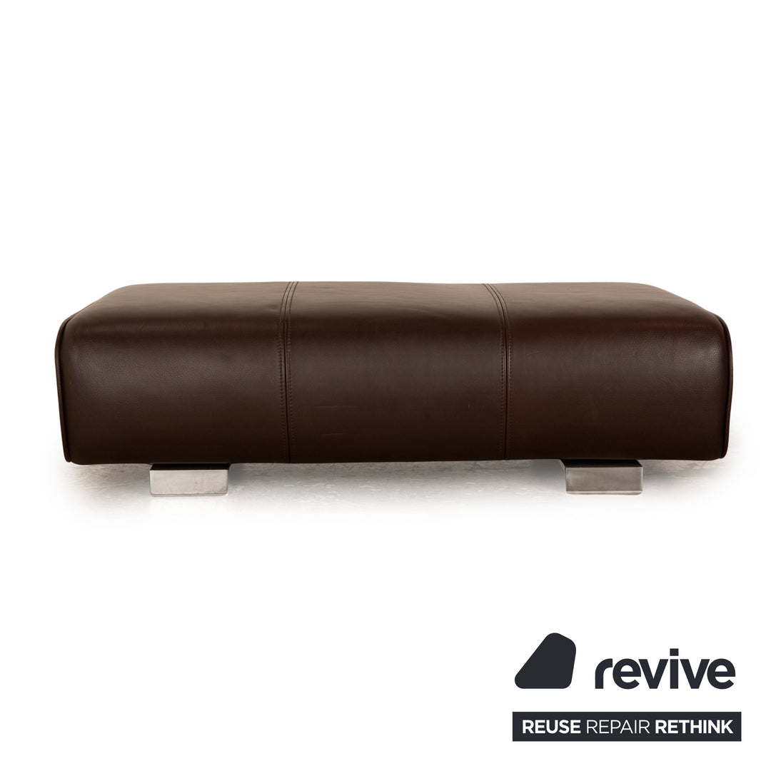 Rolf Benz 6300 Leather Stool Dark Brown Brown