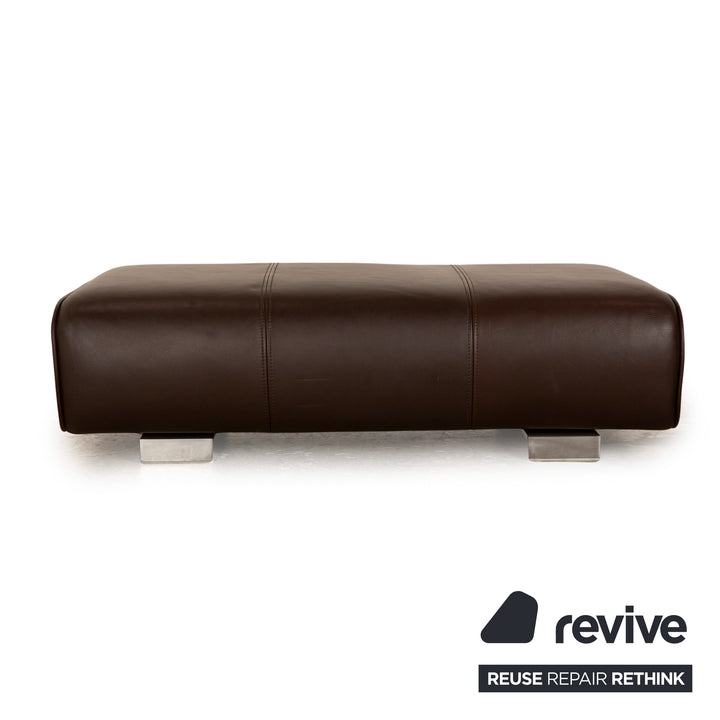 Rolf Benz 6300 Leather Stool Dark Brown Brown