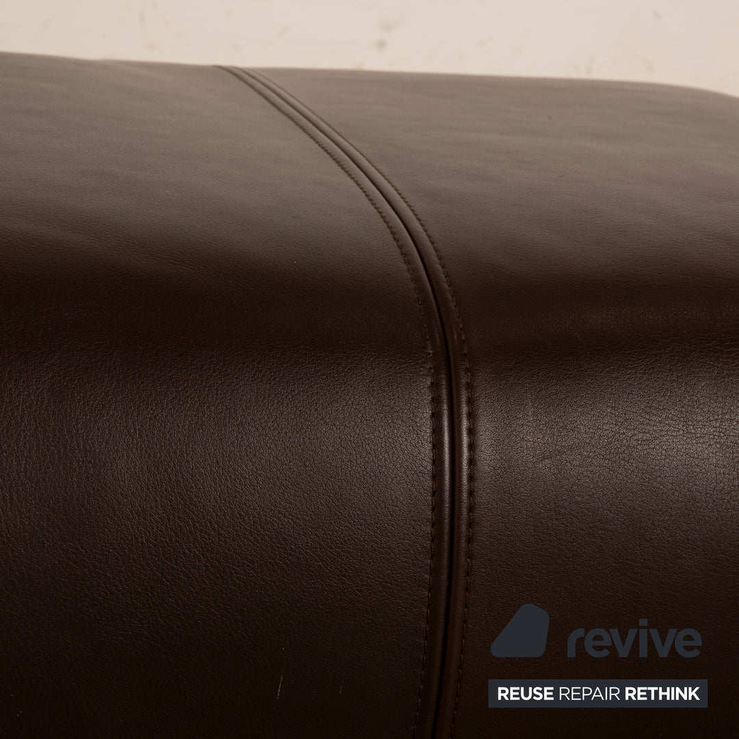 Rolf Benz 6300 Leather Stool Dark Brown Brown