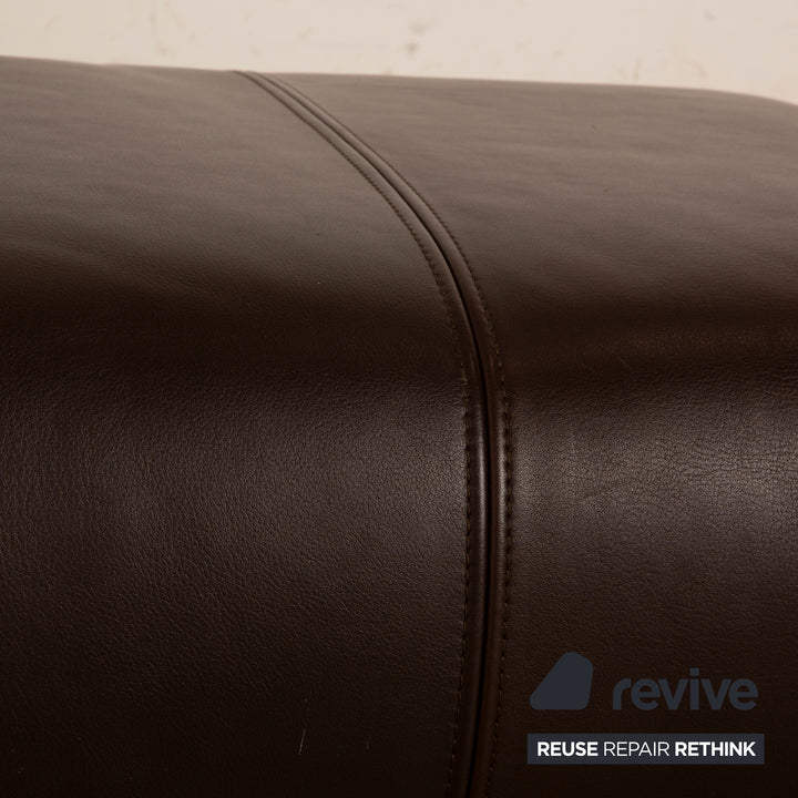 Rolf Benz 6300 Leather Stool Dark Brown Brown