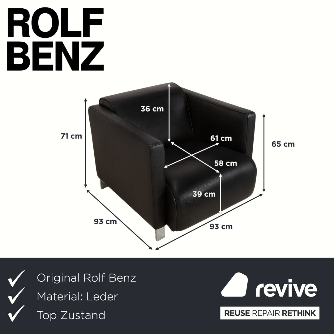 Rolf Benz 6300 Leder Sessel Schwarz