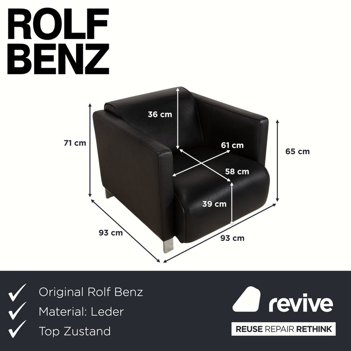 Rolf Benz 6300 Leder Sessel Schwarz